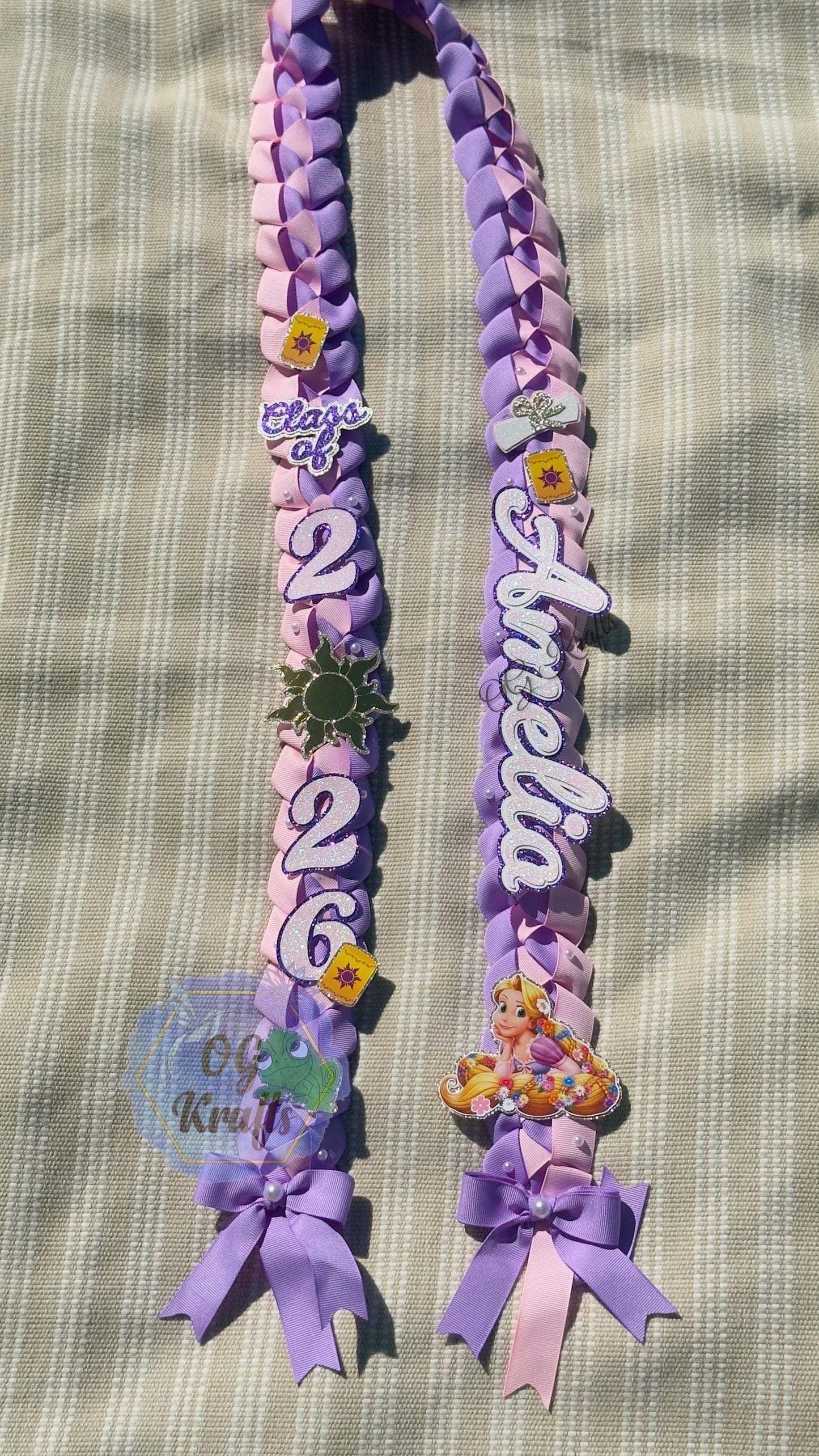 Purple Princess Custom Graduation Lei Fairytale Ribbon Lei Class of 2026 Keepsake Class of 2026 Graduation Ribbon Necklace Senior 2026 Gift