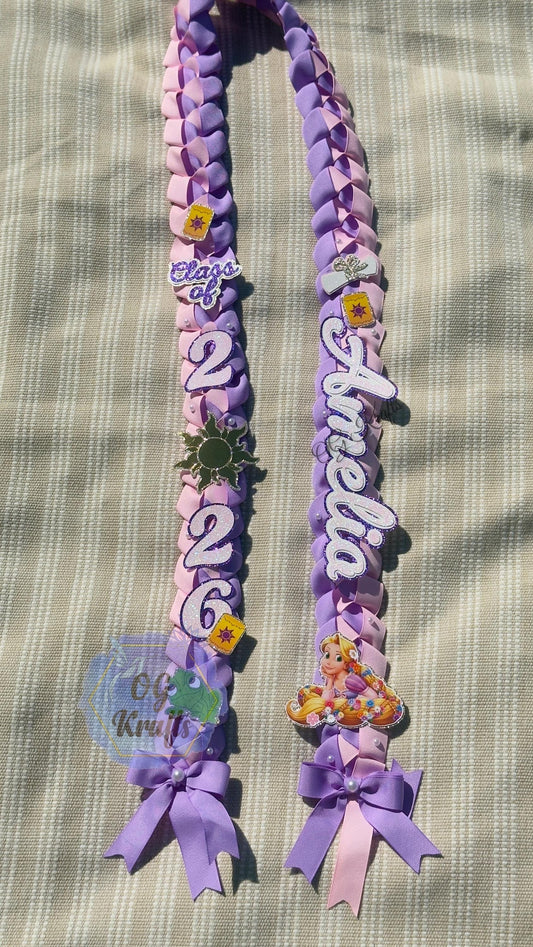 Purple Princess Custom Graduation Lei Fairytale Ribbon Lei Class of 2026 Keepsake Class of 2026 Graduation Ribbon Necklace Senior 2026 Gift