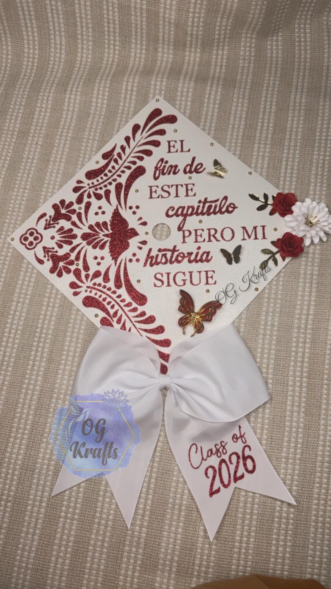 Talavera Graduation Cap Topper Class of 2026 Mexican Grad Cap Topper Custom Graduation Topper Mexican Talavera Grad Cap with Bow