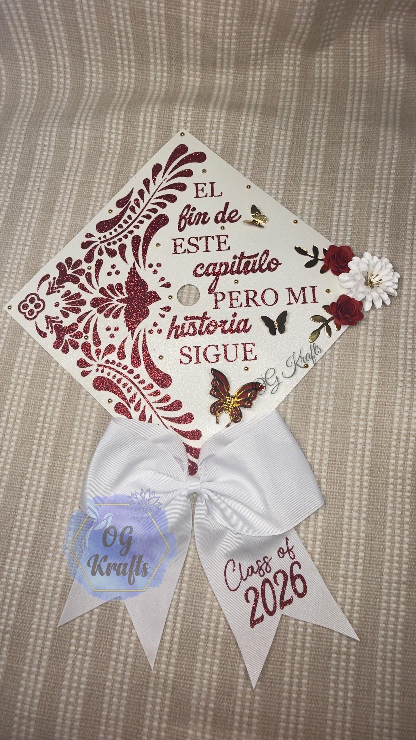 Talavera Graduation Cap Topper Class of 2026 Mexican Grad Cap Topper Custom Graduation Topper Mexican Talavera Grad Cap with Bow