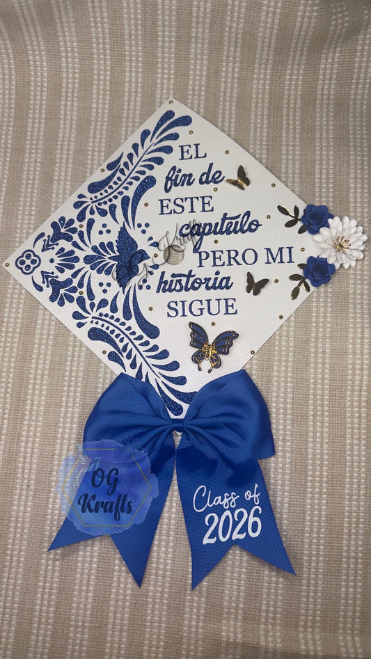 Talavera Graduation Cap Topper  Mexican Talavera Grad Cap  Mexican Grad Cap Topper  Class of 2026 Custom Graduation Topper with Bow