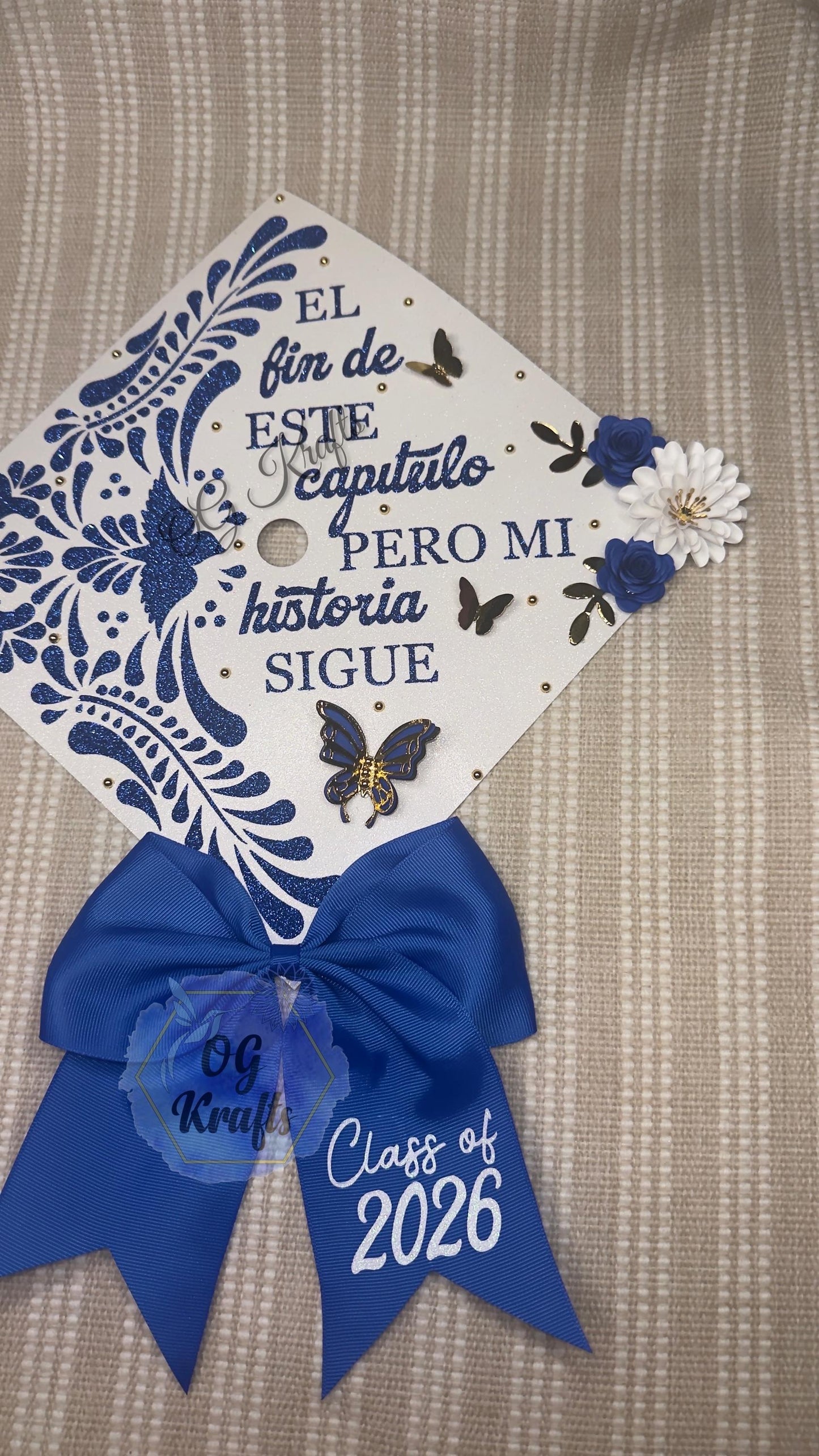 Talavera Graduation Cap Topper  Mexican Talavera Grad Cap  Mexican Grad Cap Topper  Class of 2026 Custom Graduation Topper with Bow