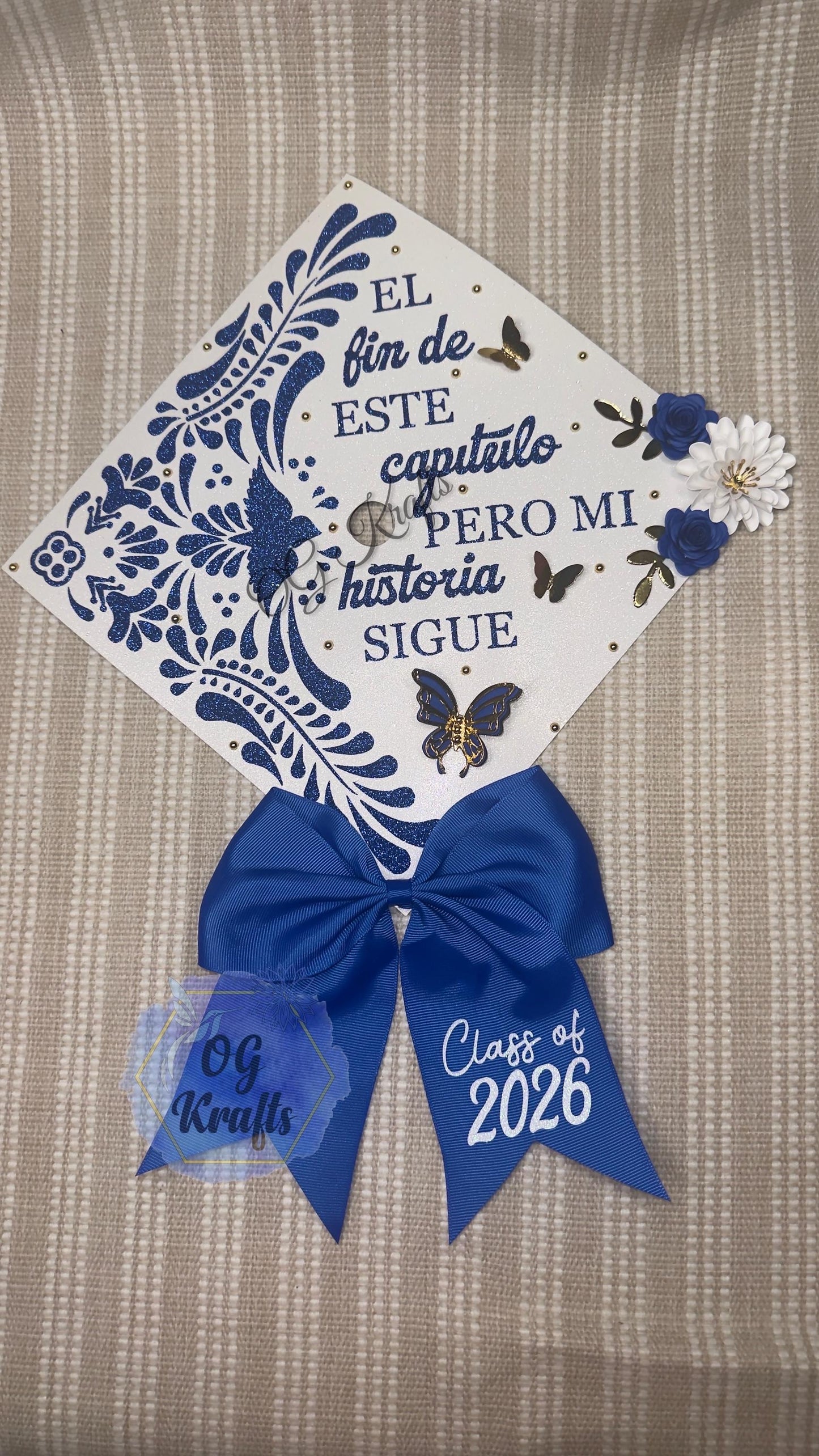 Talavera Graduation Cap Topper  Mexican Talavera Grad Cap  Mexican Grad Cap Topper  Class of 2026 Custom Graduation Topper with Bow