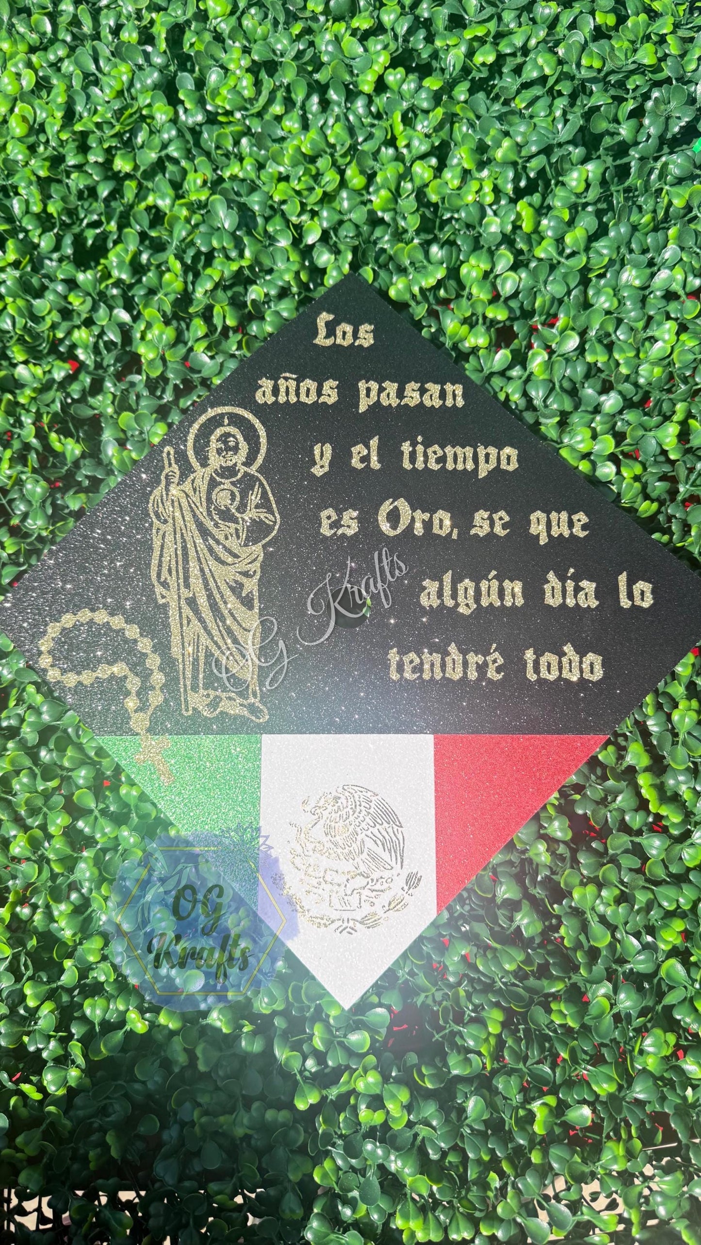 San Judas Graduation Cap Topper with Mexican Flags Class of 2026 Unisex Cap Topper Saint Jude Graduation Cap Topper San Juditas Mexico Cap