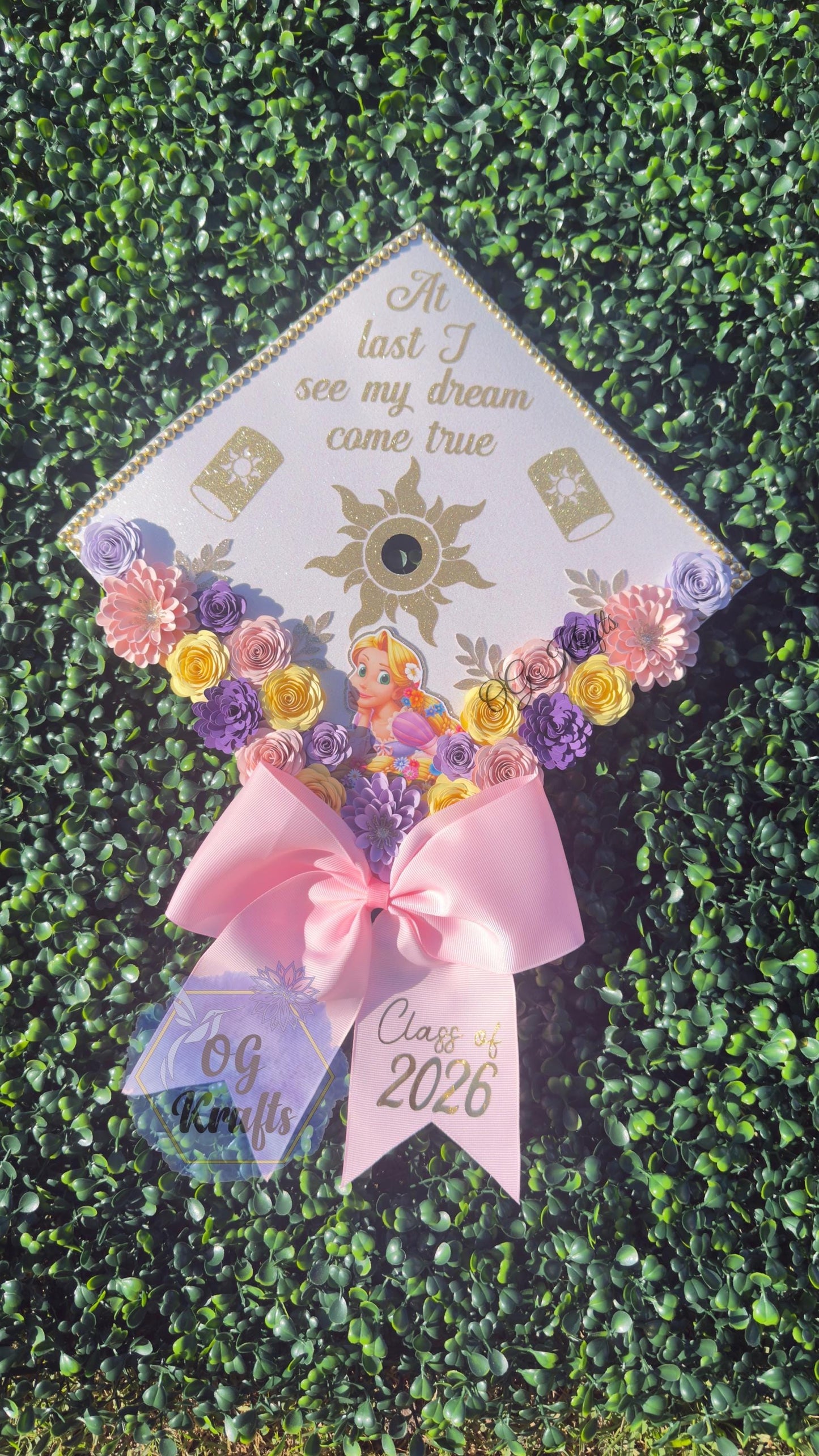 Purple Princess Graduation Cap Topper  Custom Grad Cap Topper floral Cap Viral Grad Cap Class of 2026 kinder and Senior Graduation Gift