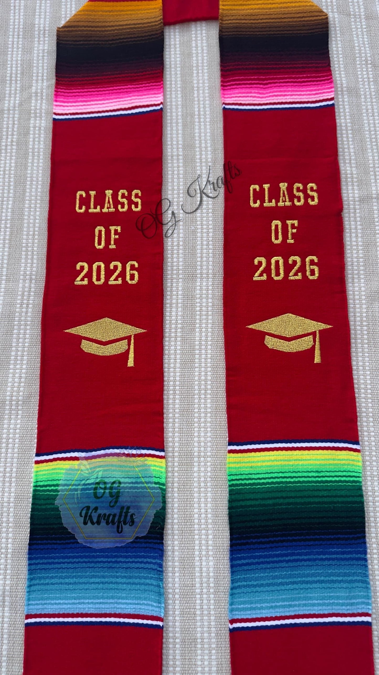 Class of 2026 Authentic Mexican Sarape Graduation Sash Red Graduation Sarape Sash Embroidered Sarape Grad Sash Graduation Gift Senior Gift