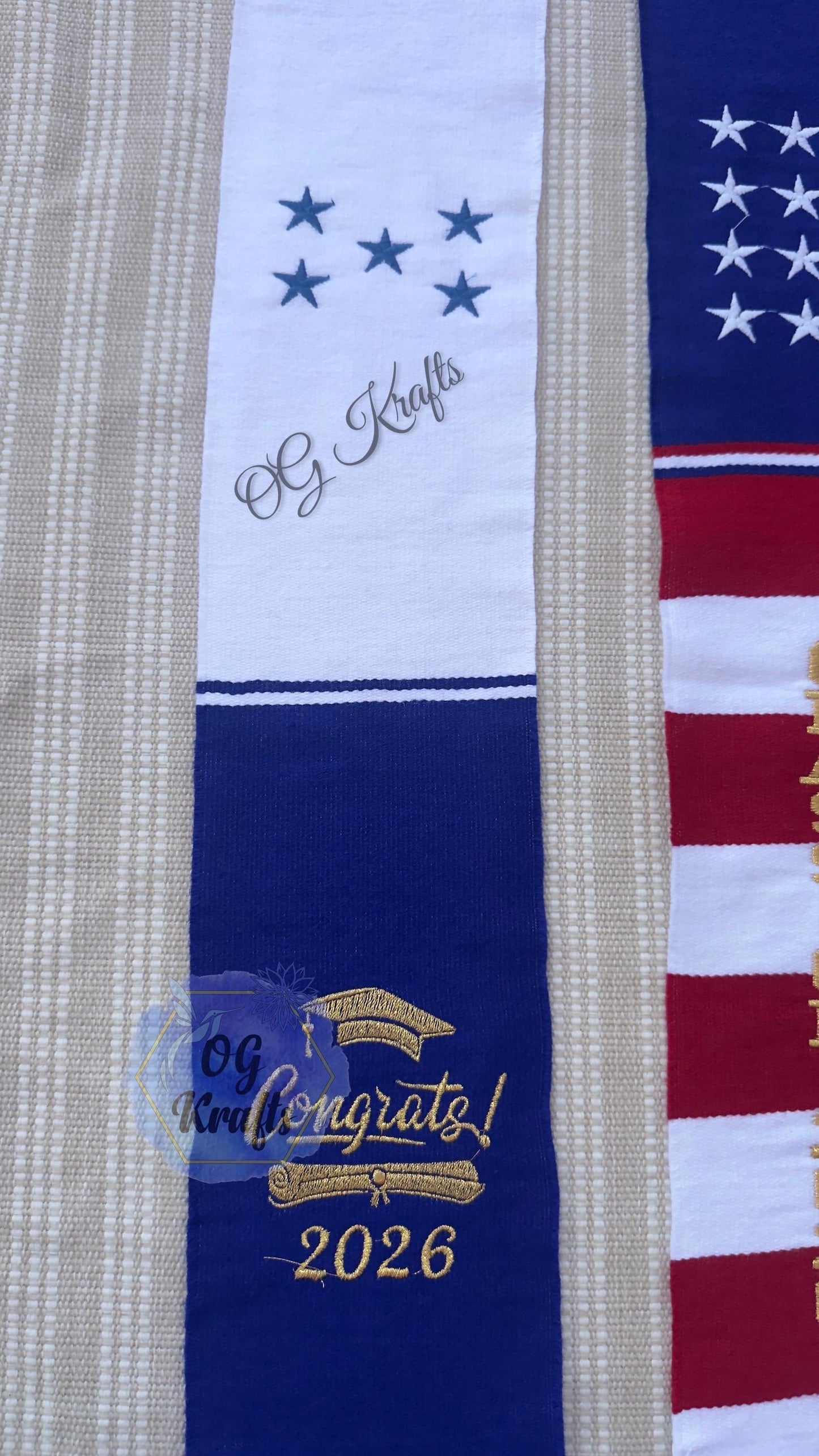Honduras/USA Class of 2026 Mexican Sarape Graduation Stole Sarape Graduation Sash Grad Para mis Padres Honduran Flag American Flag Grad Sash