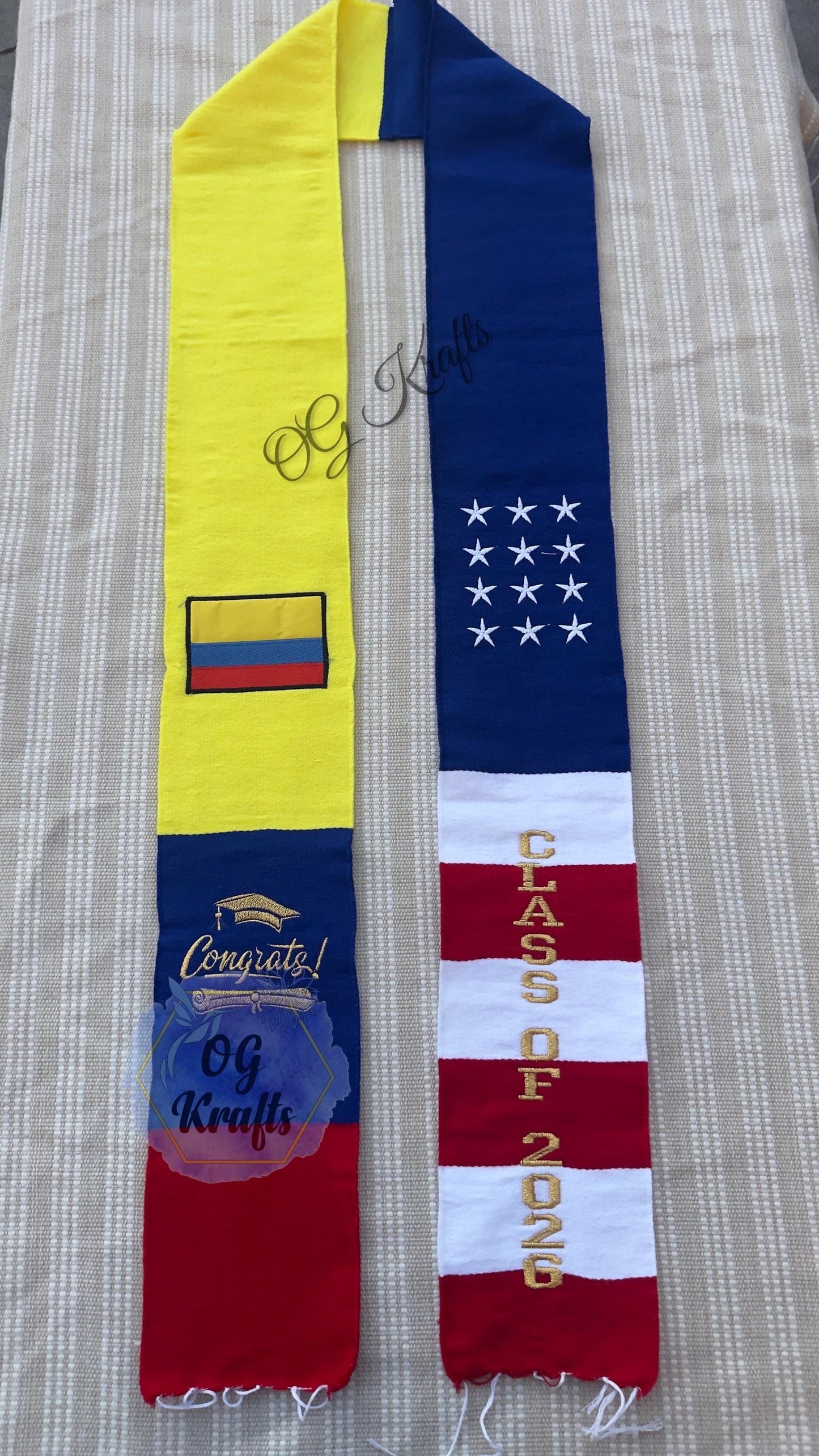 Colombia/USA Class of 2026 Mexican Sarape Graduation Stole Sarape Graduation Sash Grad Para mis Padres colombia Flag American Flag Grad Sash