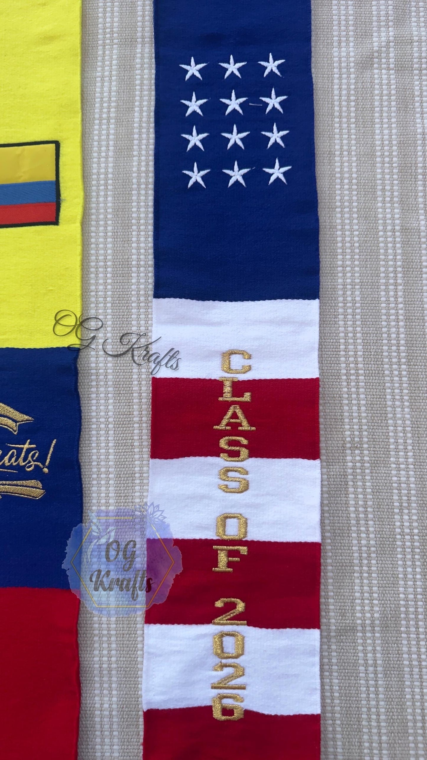 Colombia/USA Class of 2026 Mexican Sarape Graduation Stole Sarape Graduation Sash Grad Para mis Padres colombia Flag American Flag Grad Sash