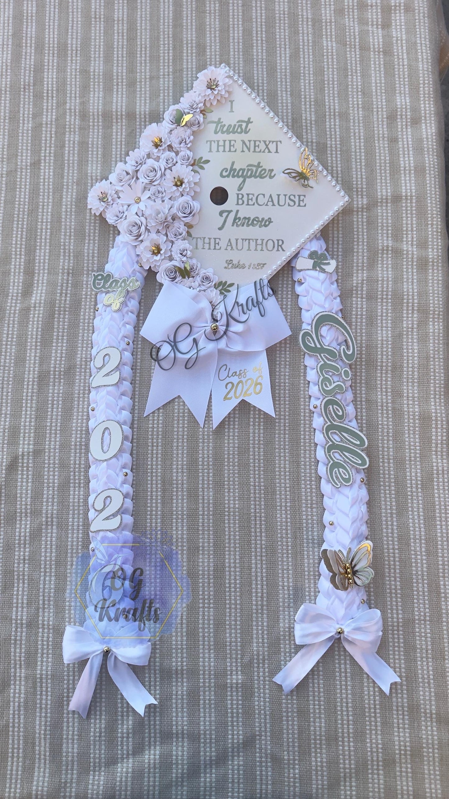 Girly Graduation Lei & Grad cap Lei Senior Night Gift Lei Braided Ribbon Lei Graduation Ribbon Lei Graduate Lei 2026 Senior Wht Military Lei