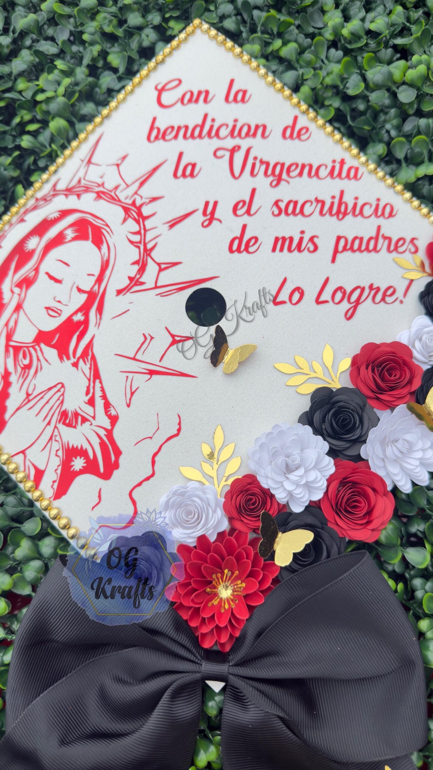 READY TO SHIP Virgen Graduation Cap Topper Mexican Grad Cap Class of 2026 Cute Virgencita Grad Cap Topper Virgencita Flower Grad Cap wit Bow