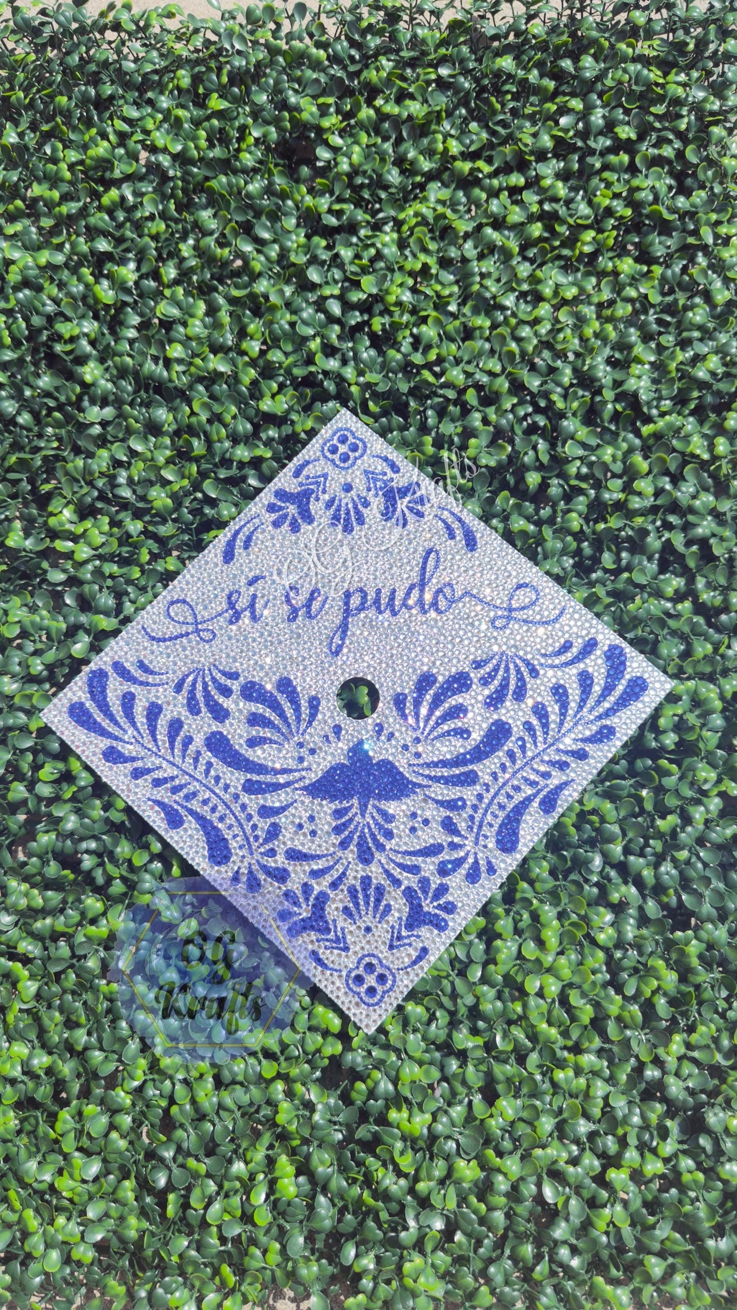 READY TO SHIP Bling Talavera Graduation Cap Topper Mexican Talavera Grad Cap Mexican Grad Cap Topper Class of 2026 Rhinestoned Grad Topper