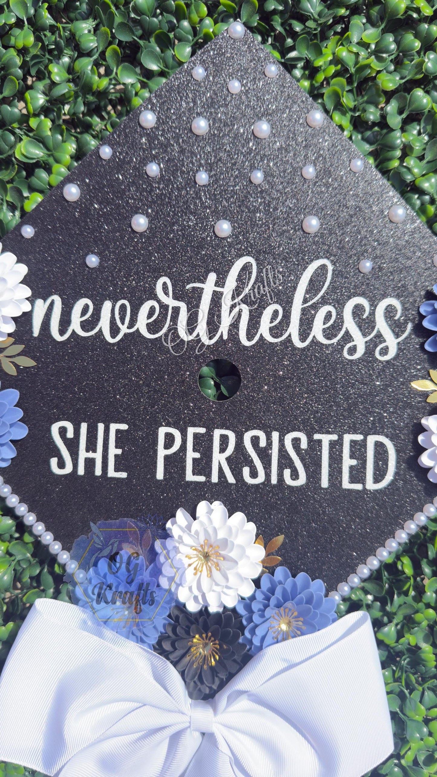 Nevertheless she Persisted Graduation Cap Topper Class of 2026 Cute Girly Grad Cap Topper viral Senior Gift Flower Grad Cap Topper with Bow