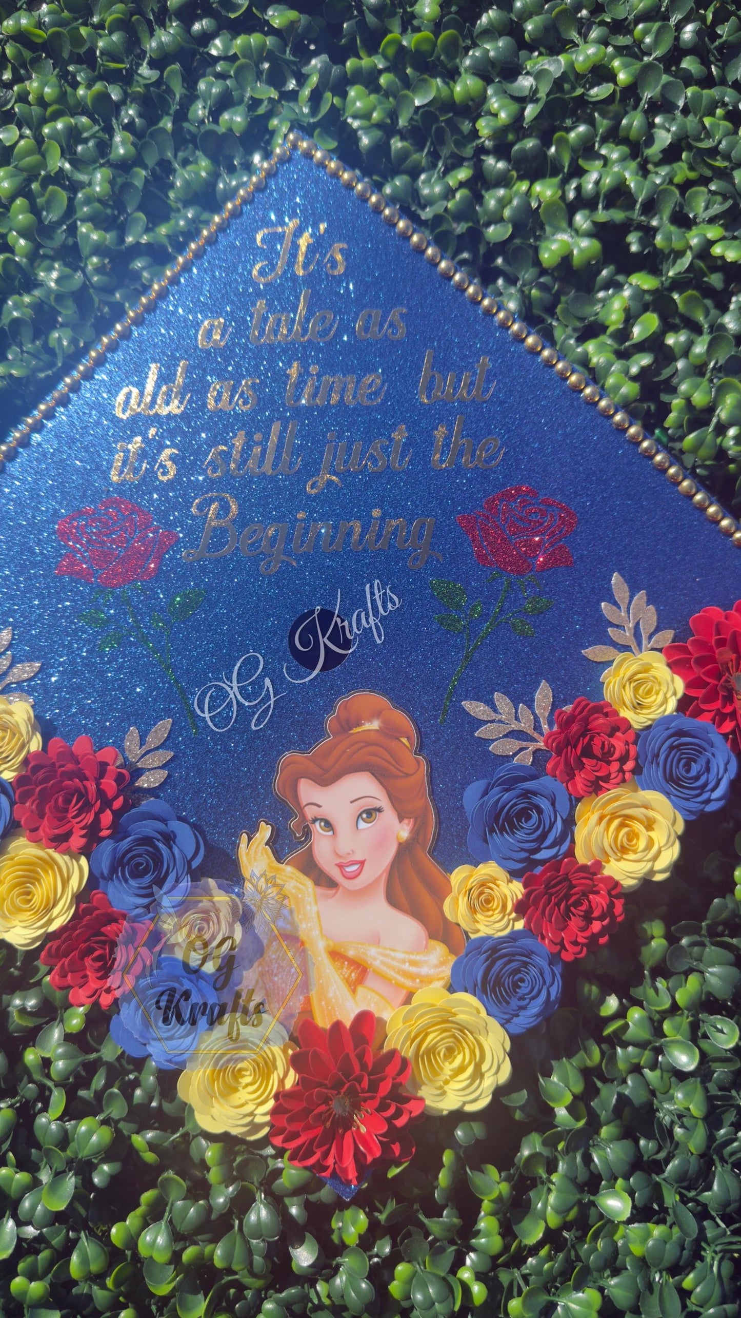 Yellow Princess Fairytale Graduation Cap Topper  Personalized Grad Cap Class of 2026 Graduation Topper Beauty Cap Topper Cute beautiful grad