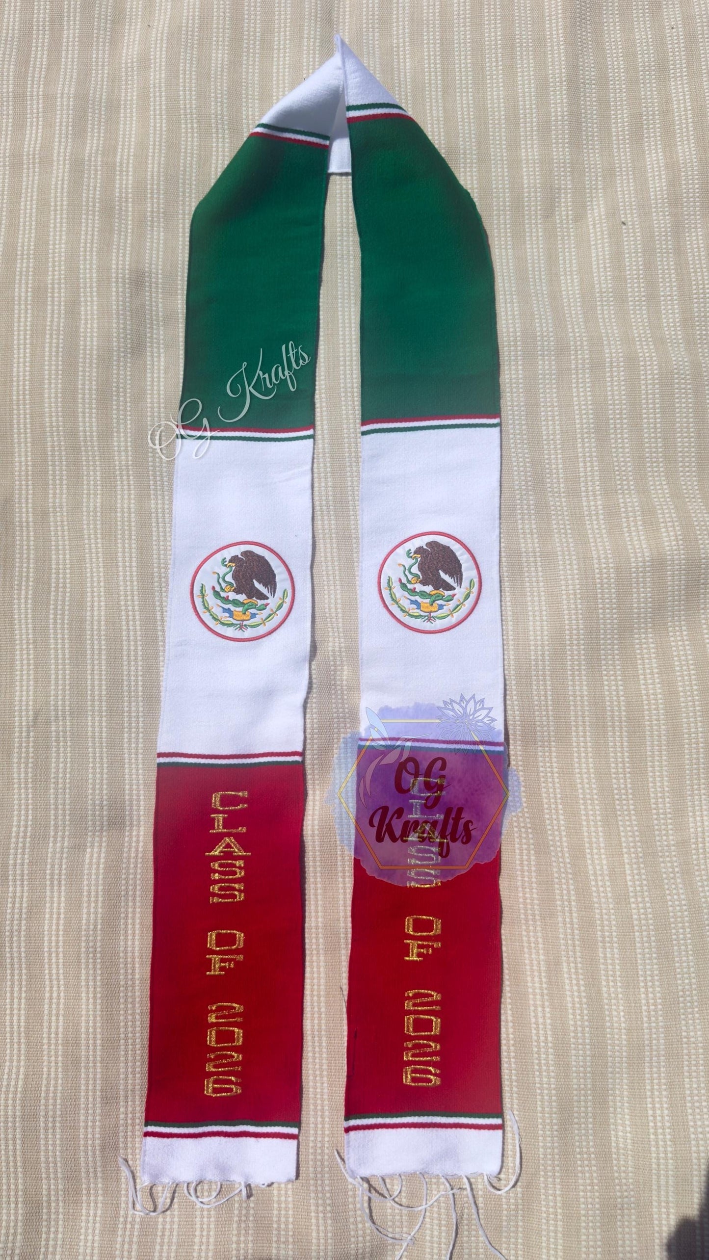Mexican Flag Grad Stole Class of 2026 Mexican Sarape Graduation Stole Sarape Graduation Sash Grad Para mis Padres Mexican Flag Grad Sash