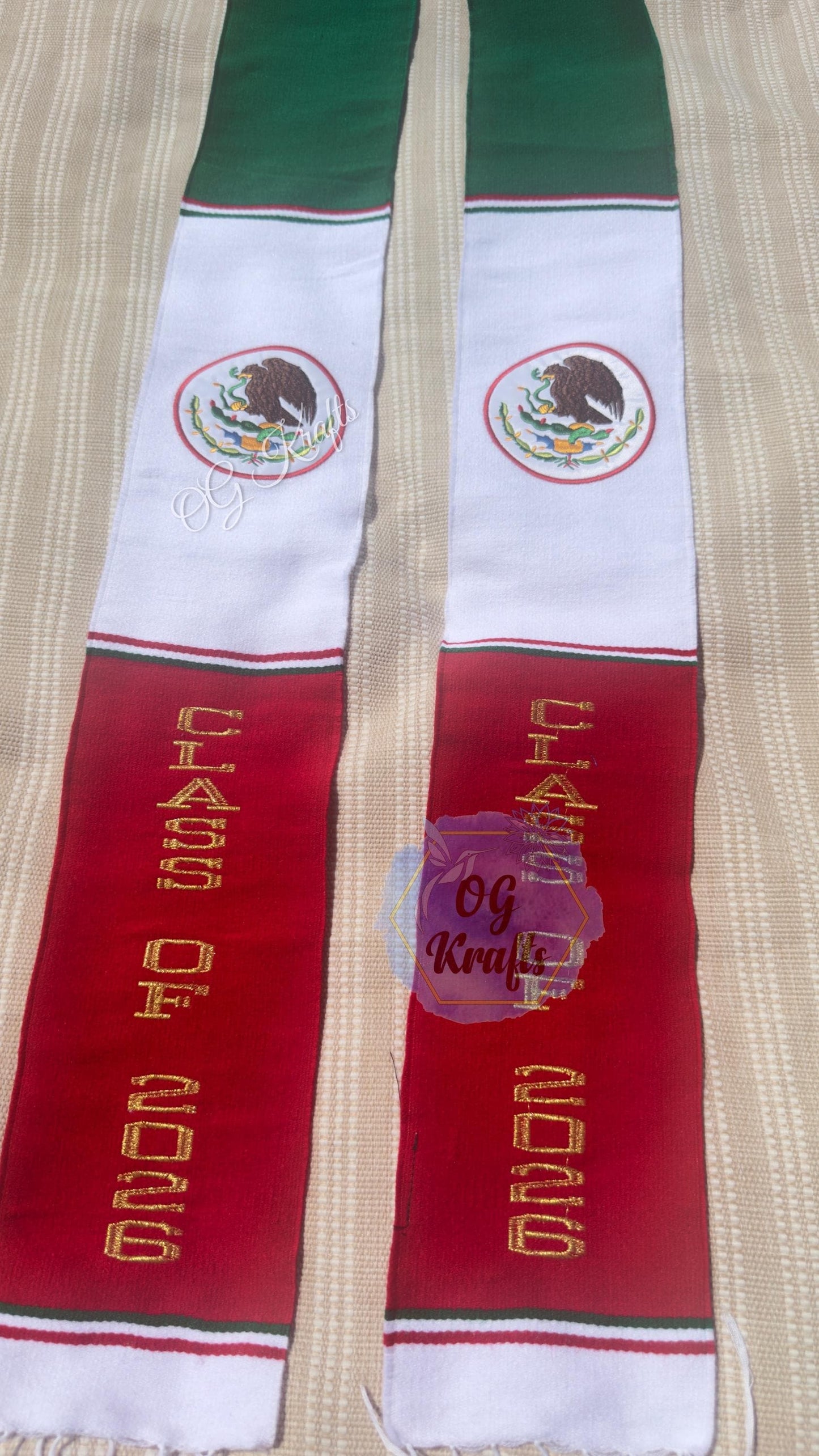 Mexican Flag Grad Stole Class of 2026 Mexican Sarape Graduation Stole Sarape Graduation Sash Grad Para mis Padres Mexican Flag Grad Sash