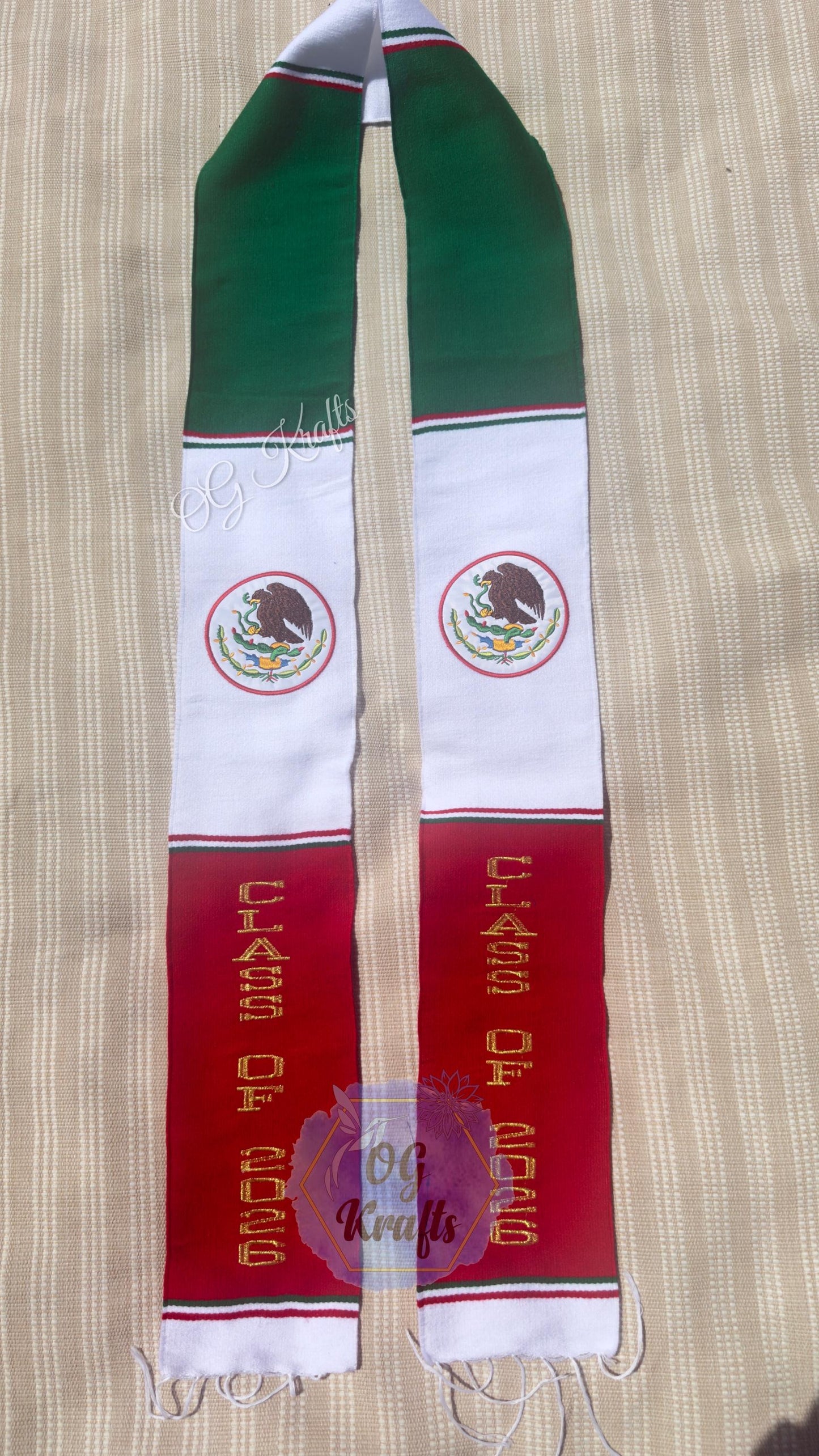 Mexican Flag Grad Stole Class of 2026 Mexican Sarape Graduation Stole Sarape Graduation Sash Grad Para mis Padres Mexican Flag Grad Sash