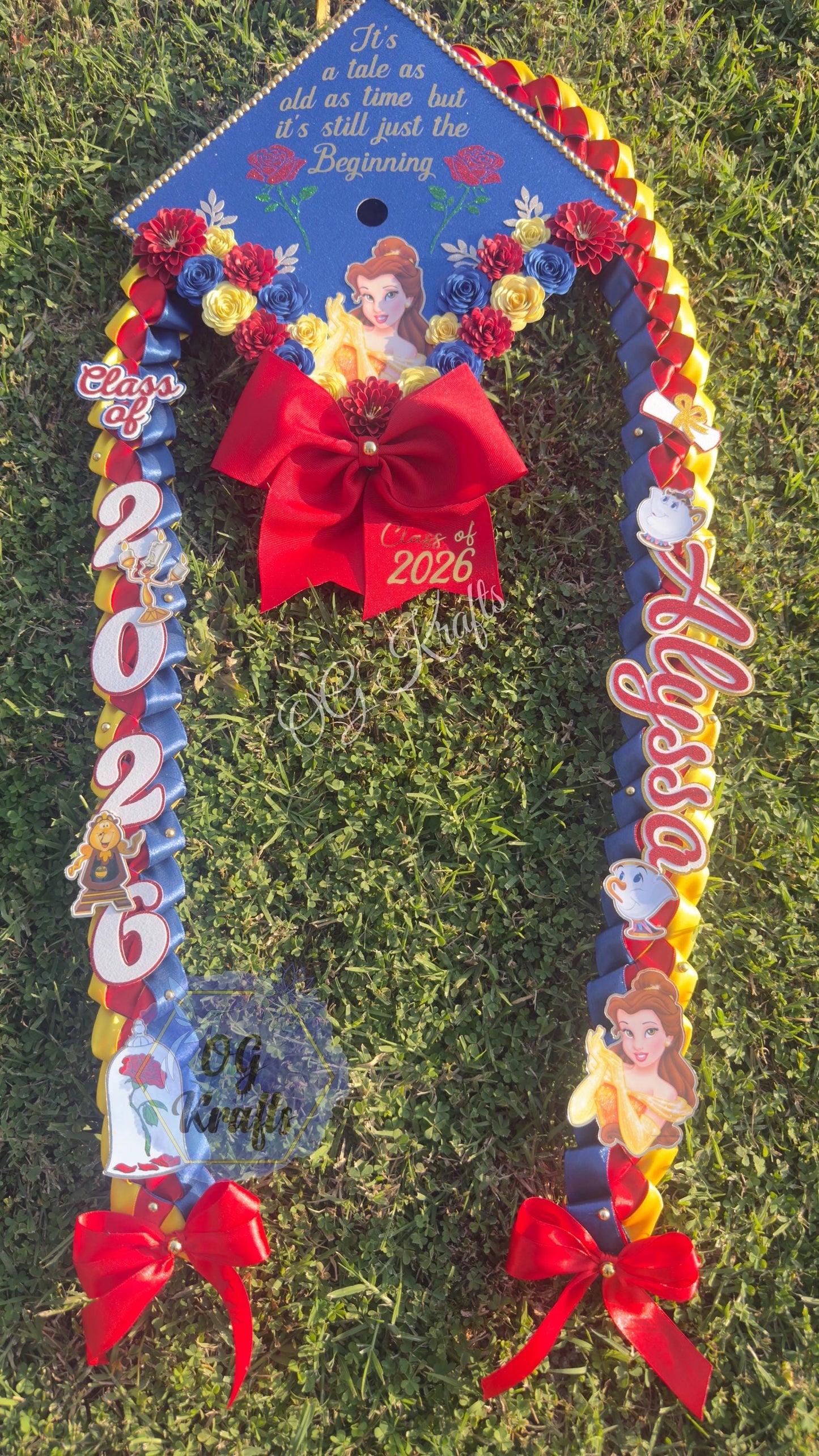Beauty Princess Bundle Graduation cap and lei Personalized Grad Cap Graduation Lei Class of 2026 Graduation Topper Kinder Senior Gift Viral