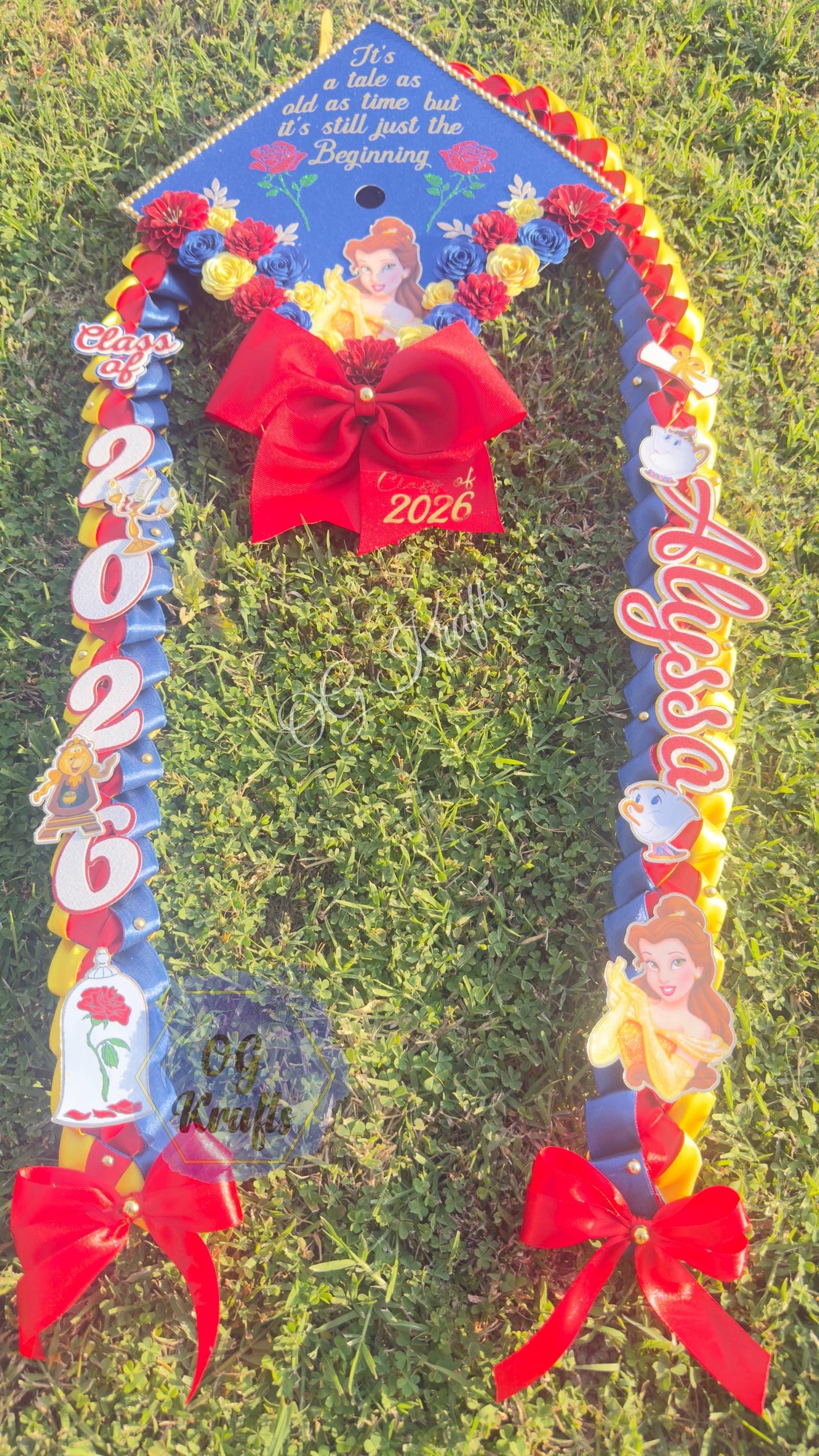 Beauty Princess Bundle Graduation cap and lei Personalized Grad Cap Graduation Lei Class of 2026 Graduation Topper Kinder Senior Gift Viral