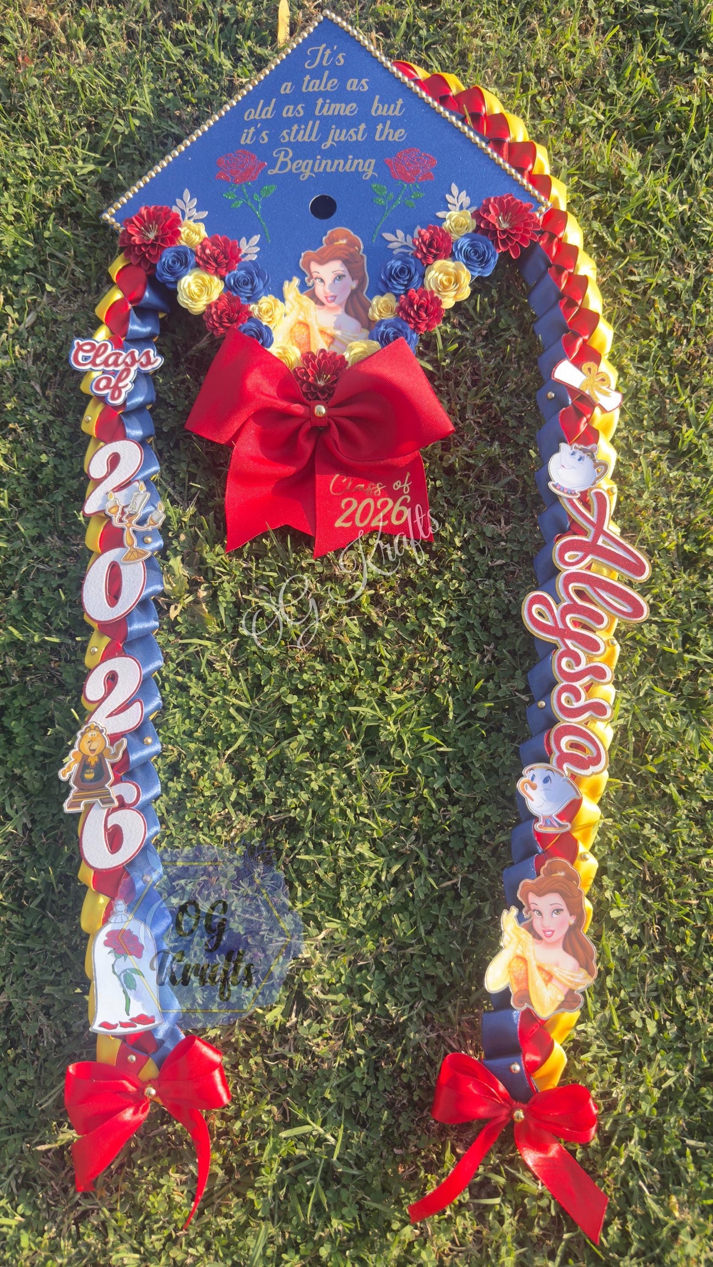 Beauty Princess Bundle Graduation cap and lei Personalized Grad Cap Graduation Lei Class of 2026 Graduation Topper Kinder Senior Gift Viral