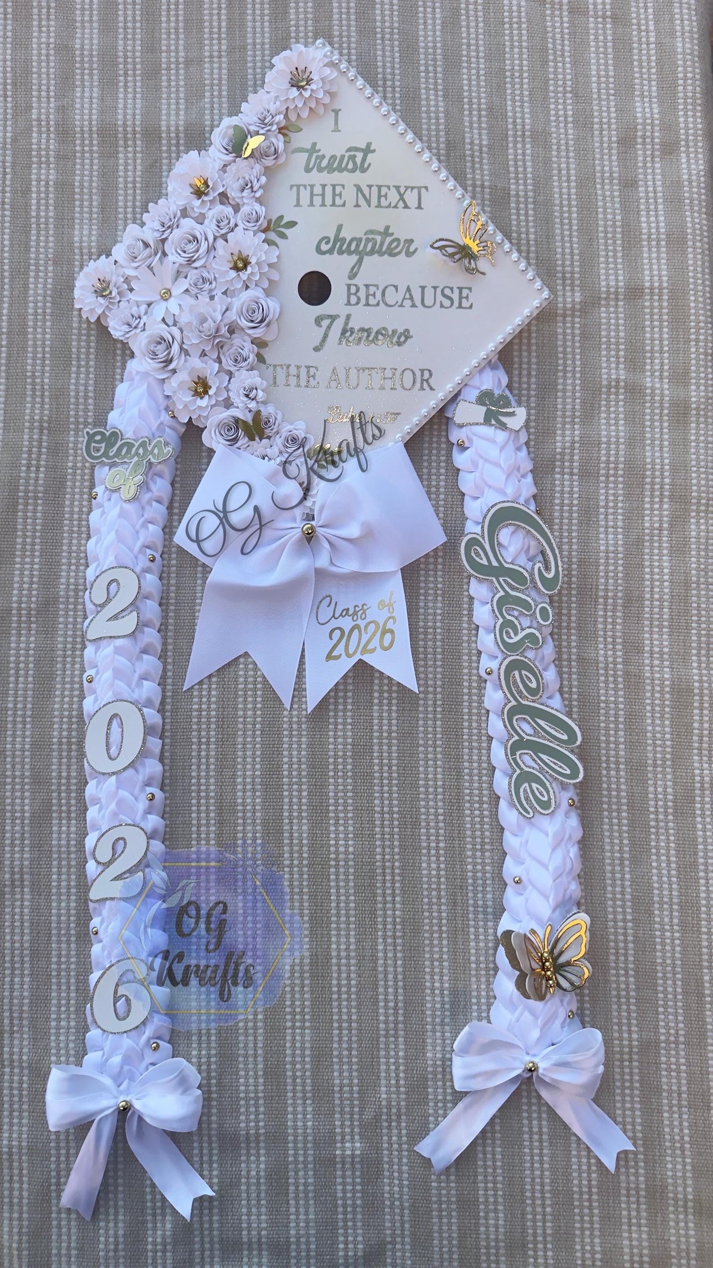Girly Graduation Lei & Grad cap Lei Senior Night Gift Lei Braided Ribbon Lei Graduation Ribbon Lei Graduate Lei 2026 Senior Wht Military Lei