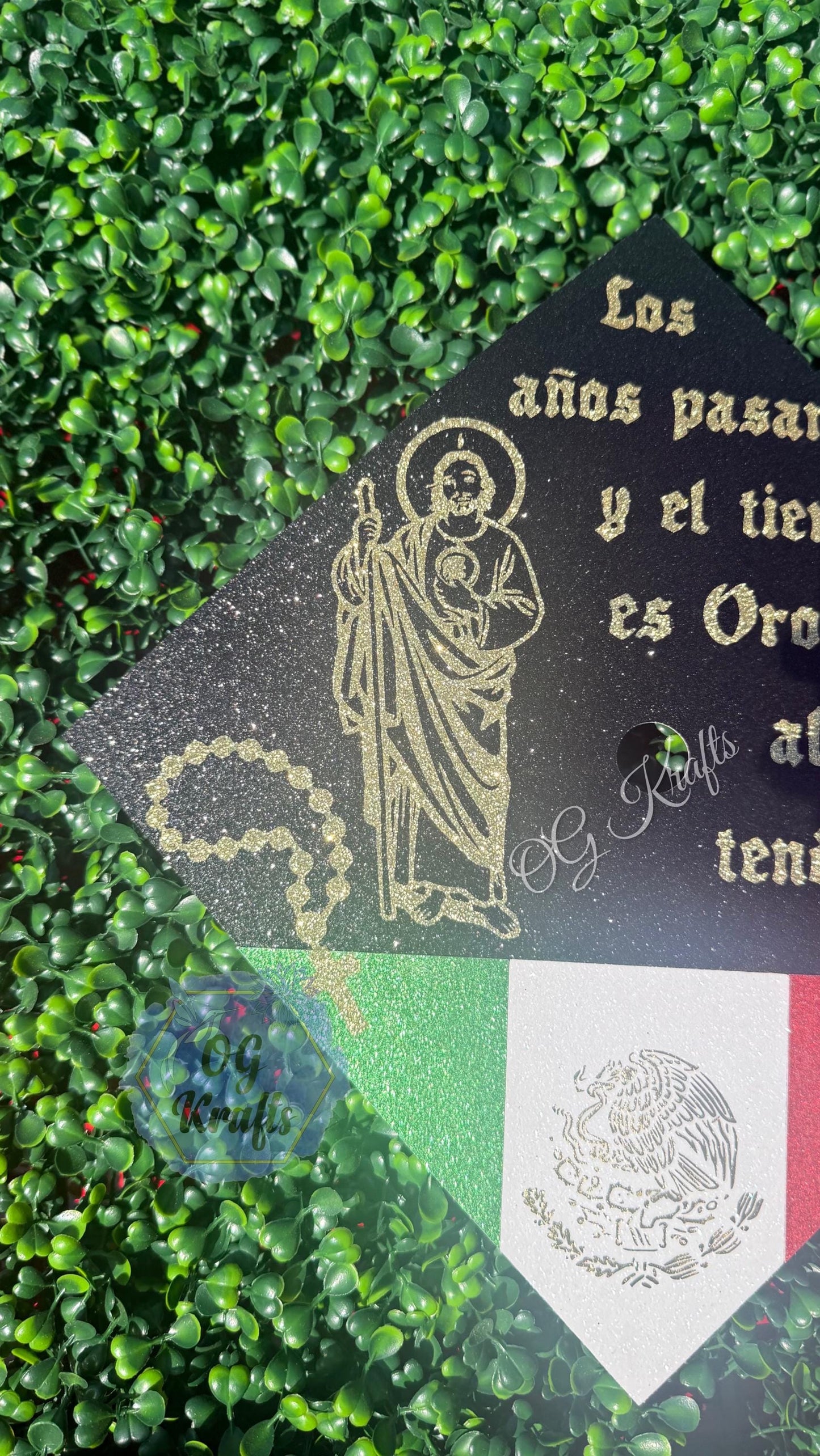 San Judas Graduation Cap Topper with Mexican Flags Class of 2026 Unisex Cap Topper Saint Jude Graduation Cap Topper San Juditas Mexico Cap
