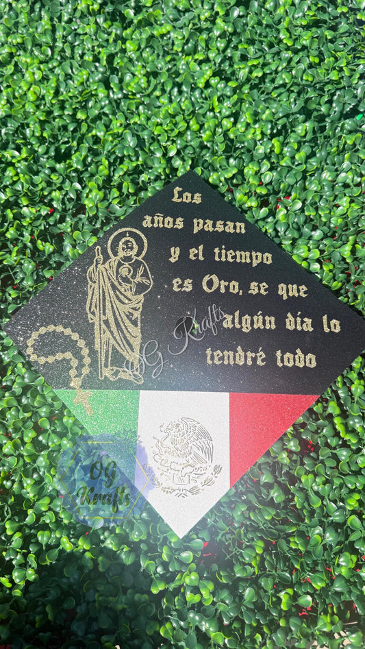 San Judas Graduation Cap Topper with Mexican Flags Class of 2026 Unisex Cap Topper Saint Jude Graduation Cap Topper San Juditas Mexico Cap