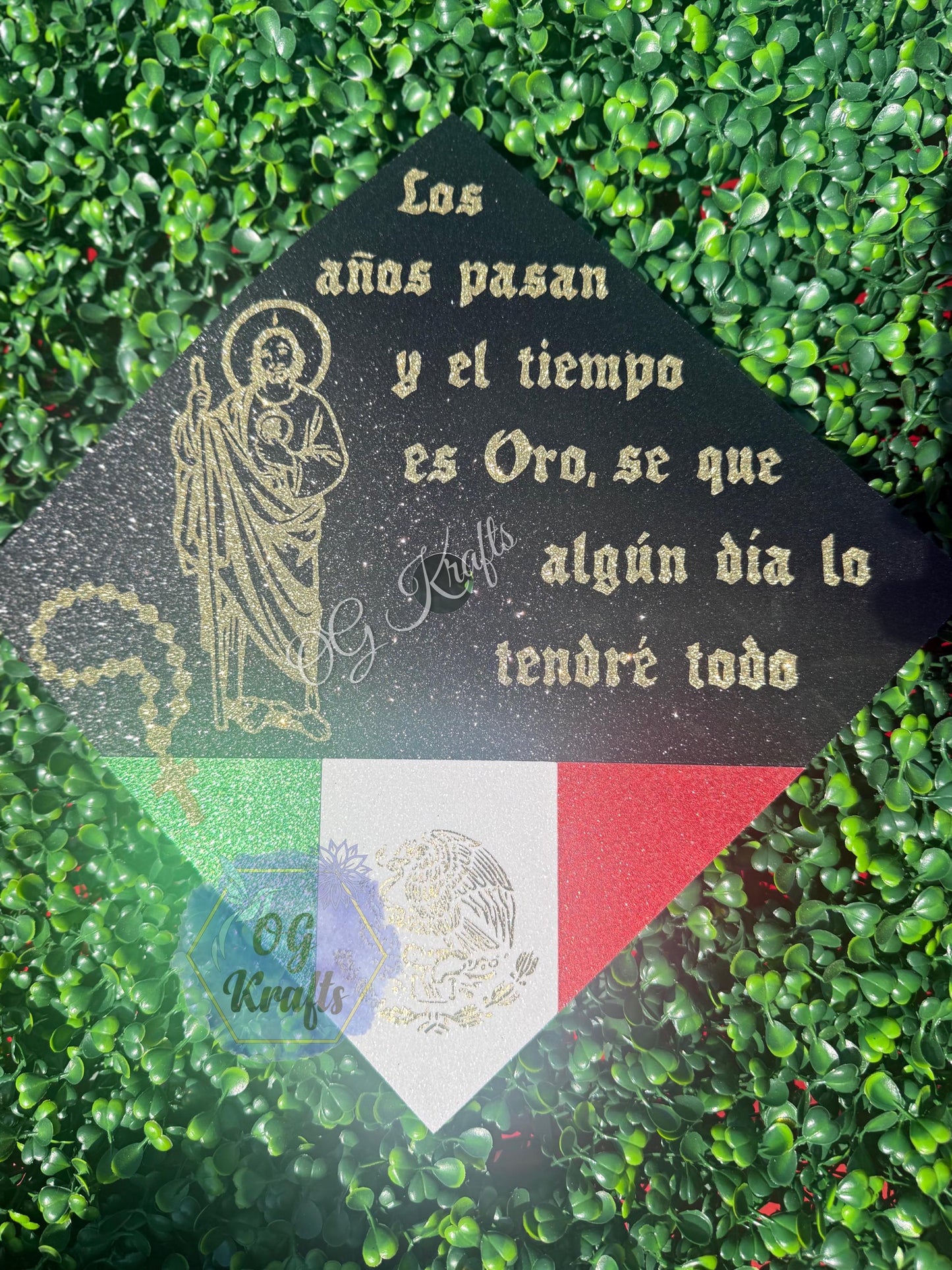 San Judas Graduation Cap Topper with Mexican Flags Class of 2026 Unisex Cap Topper Saint Jude Graduation Cap Topper San Juditas Mexico Cap