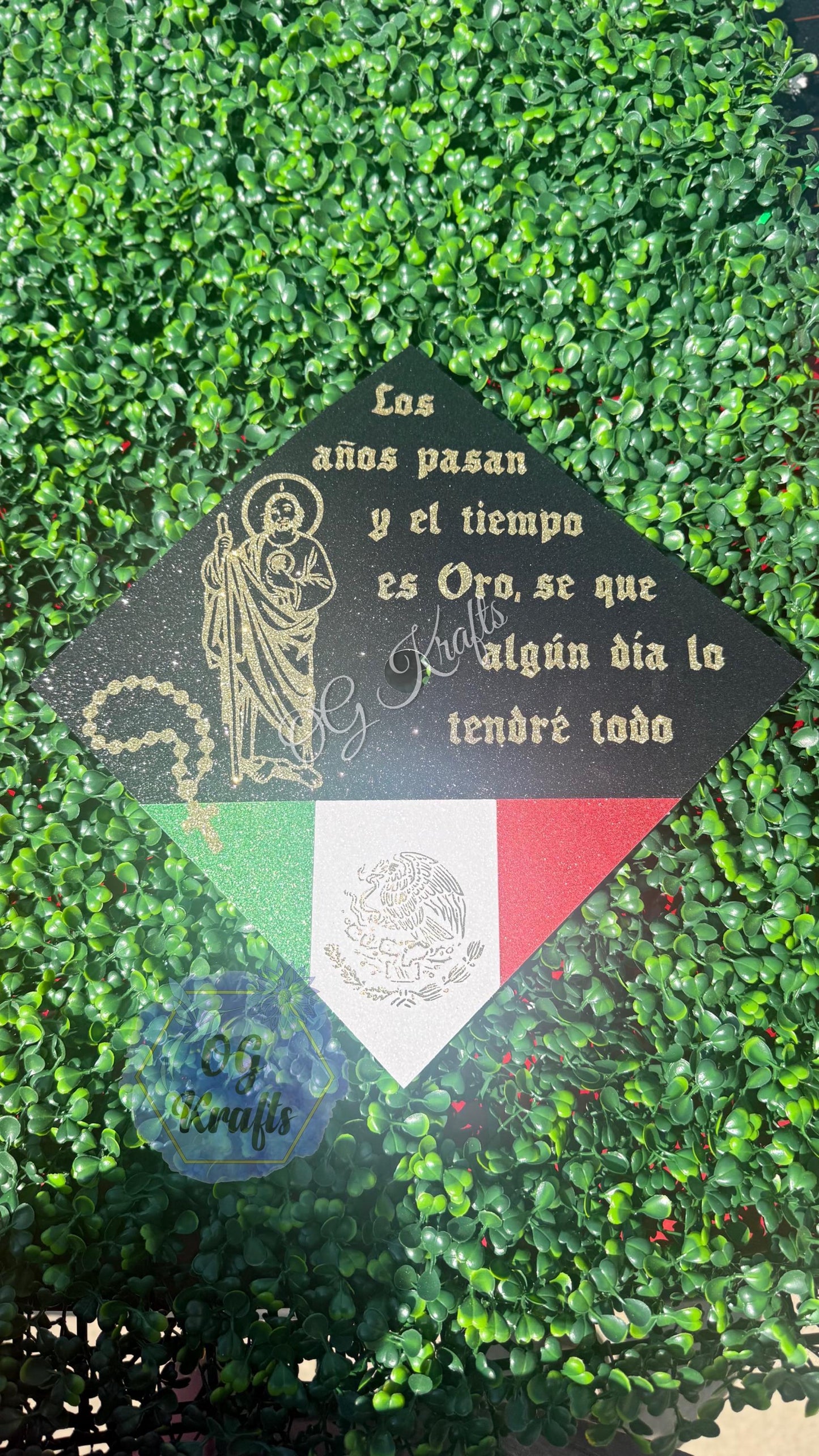San Judas Graduation Cap Topper with Mexican Flags Class of 2026 Unisex Cap Topper Saint Jude Graduation Cap Topper San Juditas Mexico Cap