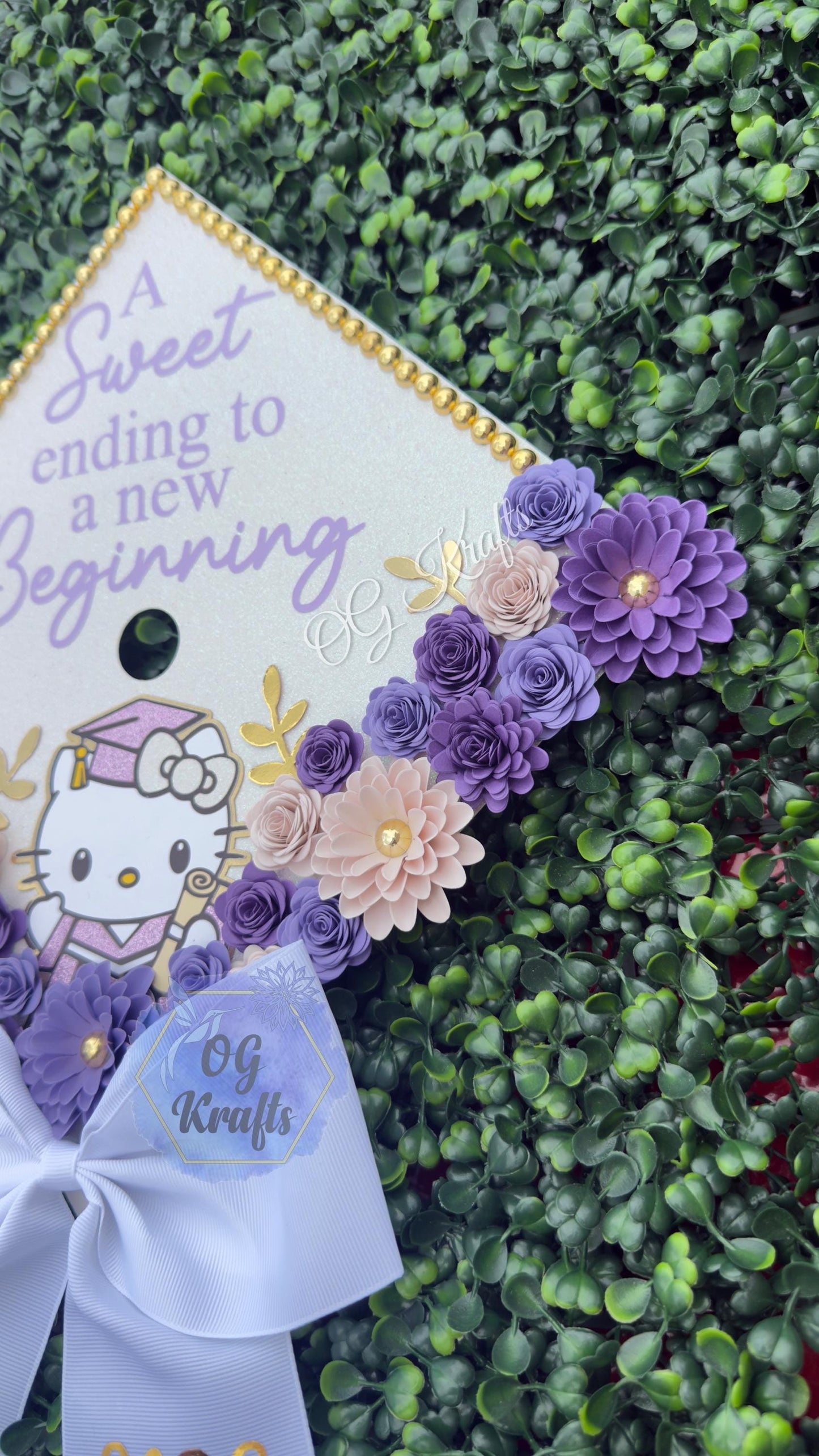 HK Graduation Cap Topper Personalized Grad Cap  Glitter Grad Cap Class of 2026 A Sweet Ending Girly Grad Cap Viral Senior Grad Cap with Bow