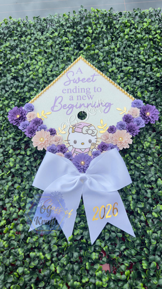 READY TO SHIP Hk Graduation Cap Topper Personalized Grad Cap  Glitter Grad Cap Class of 2026 Girly Grad Cap Viral Senior Grad Cap with Bow