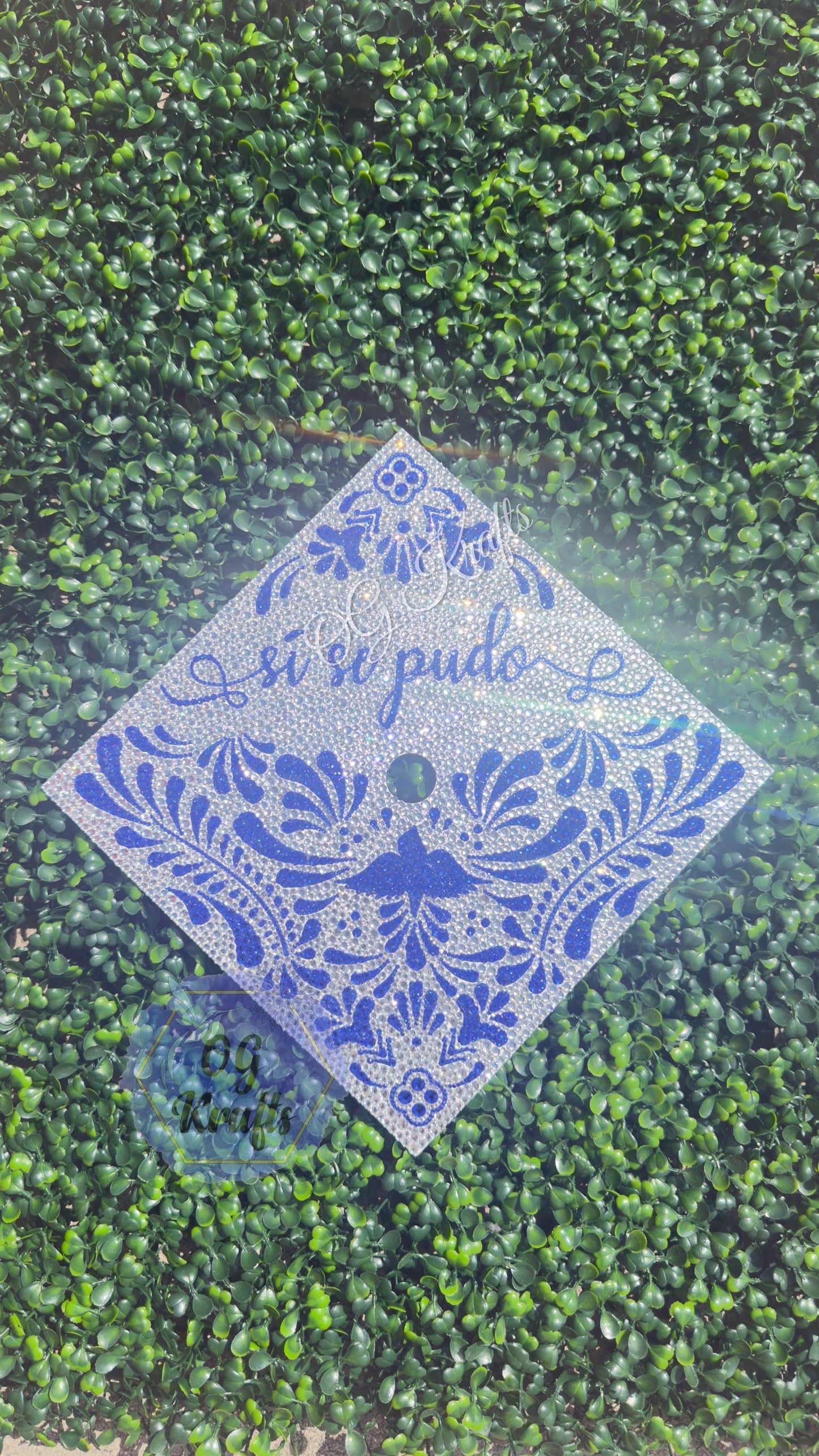 READY TO SHIP Bling Talavera Graduation Cap Topper Mexican Talavera Grad Cap Mexican Grad Cap Topper Class of 2026 Rhinestoned Grad Topper