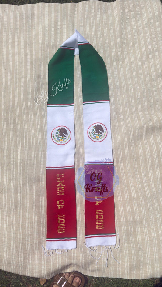 Mexican Flag Grad Stole Class of 2026 Mexican Sarape Graduation Stole Sarape Graduation Sash Grad Para mis Padres Mexican Flag Grad Sash