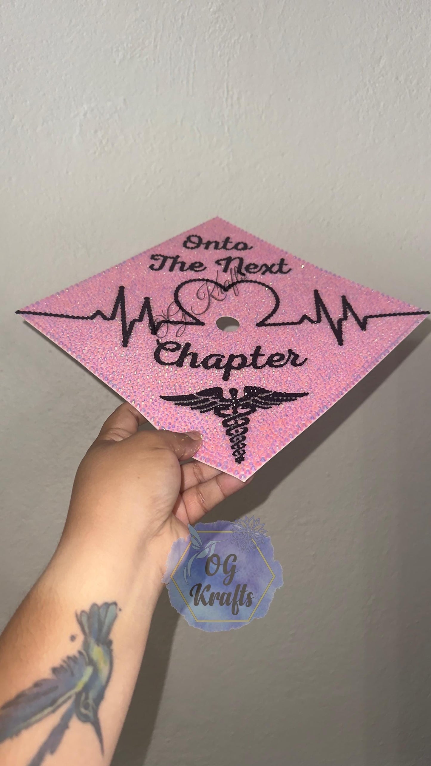 READY TO SHIP Bling Medical Nurse Graduation Cap Topper nurse Grad Cap Pink Medical Grad Cap Topper Class of 2026 Rhinestoned Grad Topper