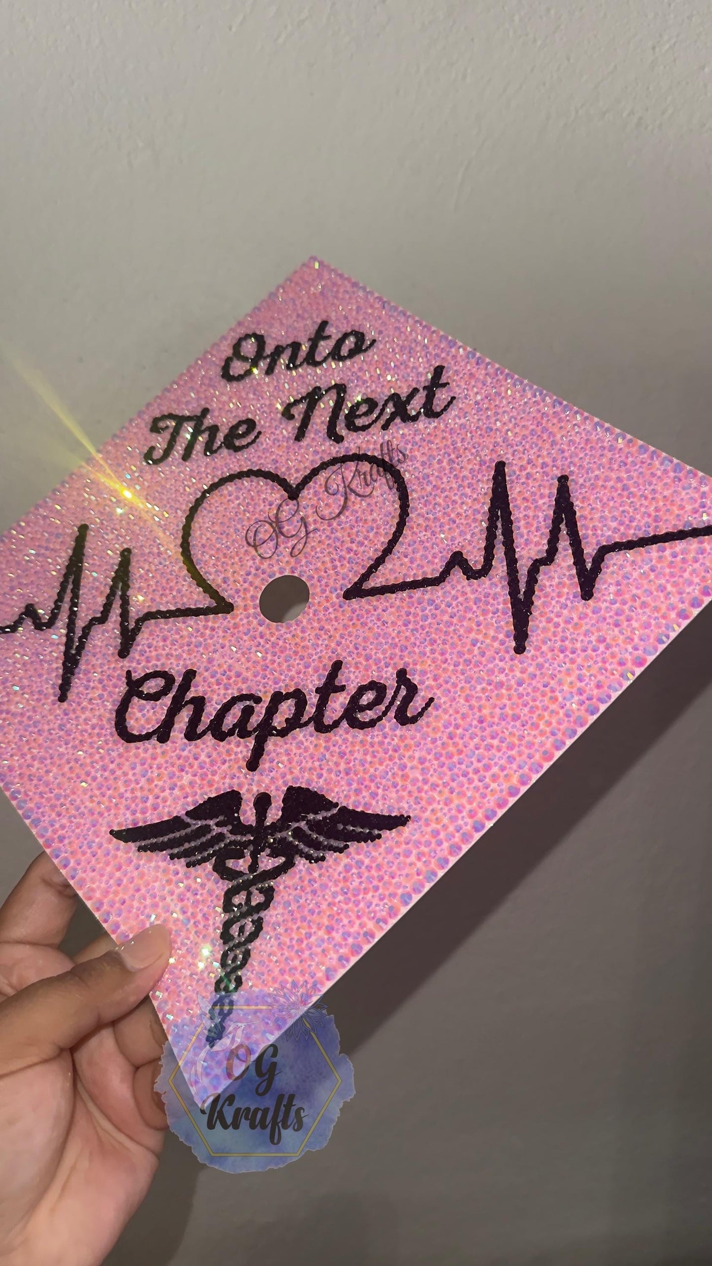 READY TO SHIP Bling Medical Nurse Graduation Cap Topper nurse Grad Cap Pink Medical Grad Cap Topper Class of 2026 Rhinestoned Grad Topper