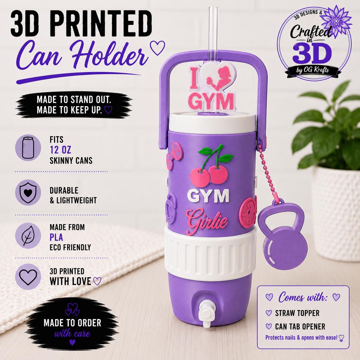 Gym Girlie 12 oz Skinny Can Holder Set