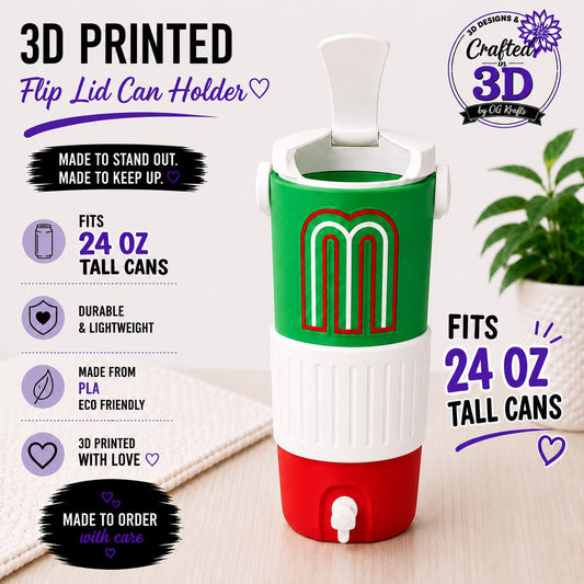 Mexico themed 24 oz Tall Can Holder Flip top