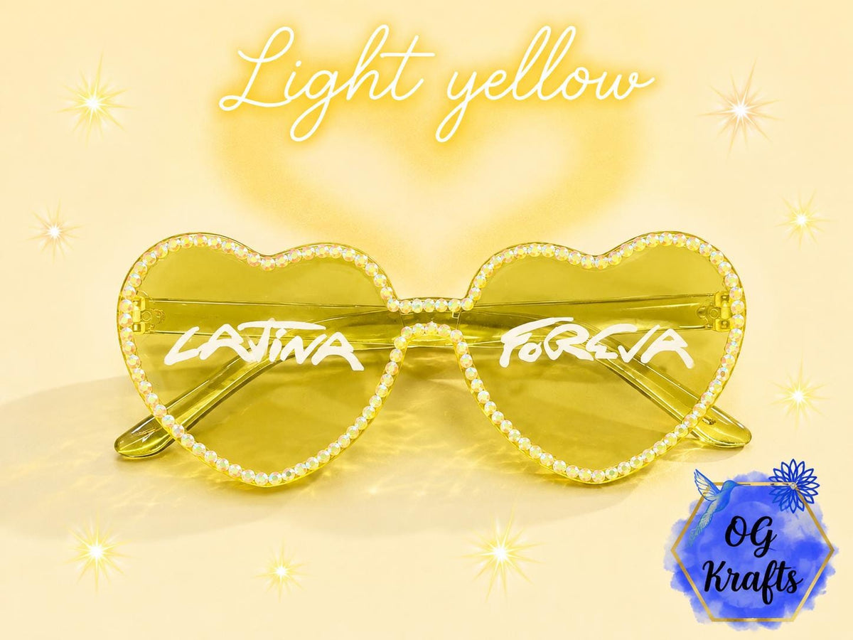 Bichota inspired Latina Foreva Heart Shaped Glasses Concert accessories Blinged Heart Sung