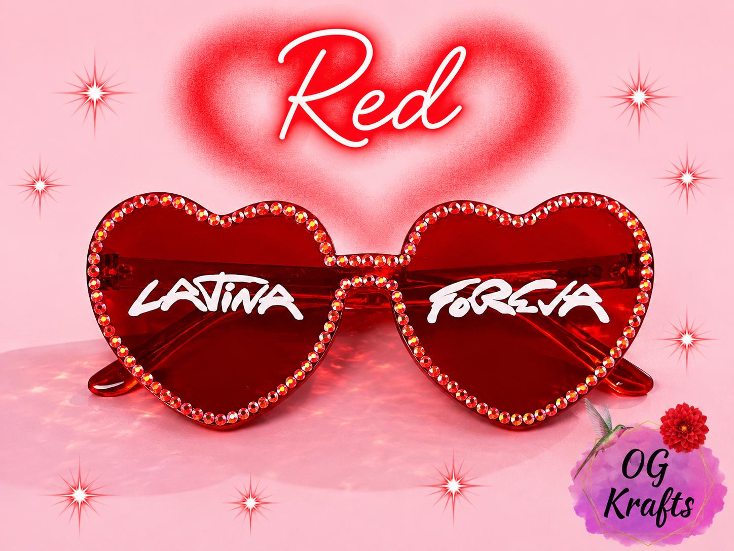 Bichota inspired Latina Foreva Heart Shaped Glasses Concert accessories Blinged Heart Sung