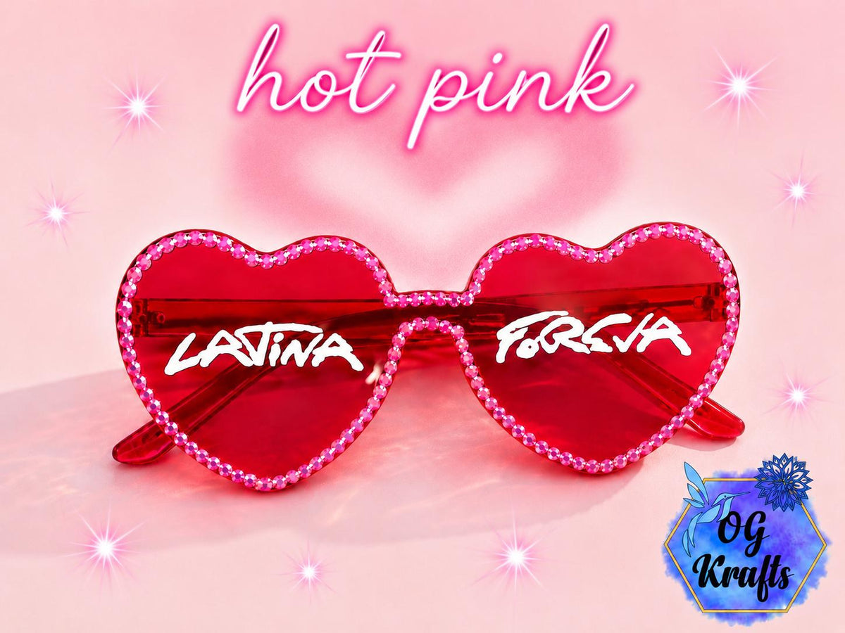 Bichota inspired Latina Foreva Heart Shaped Glasses Concert accessories Blinged Heart Sung