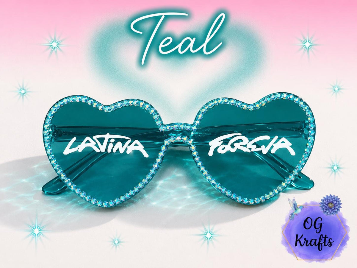 Bichota inspired Latina Foreva Heart Shaped Glasses Concert accessories Blinged Heart Sung