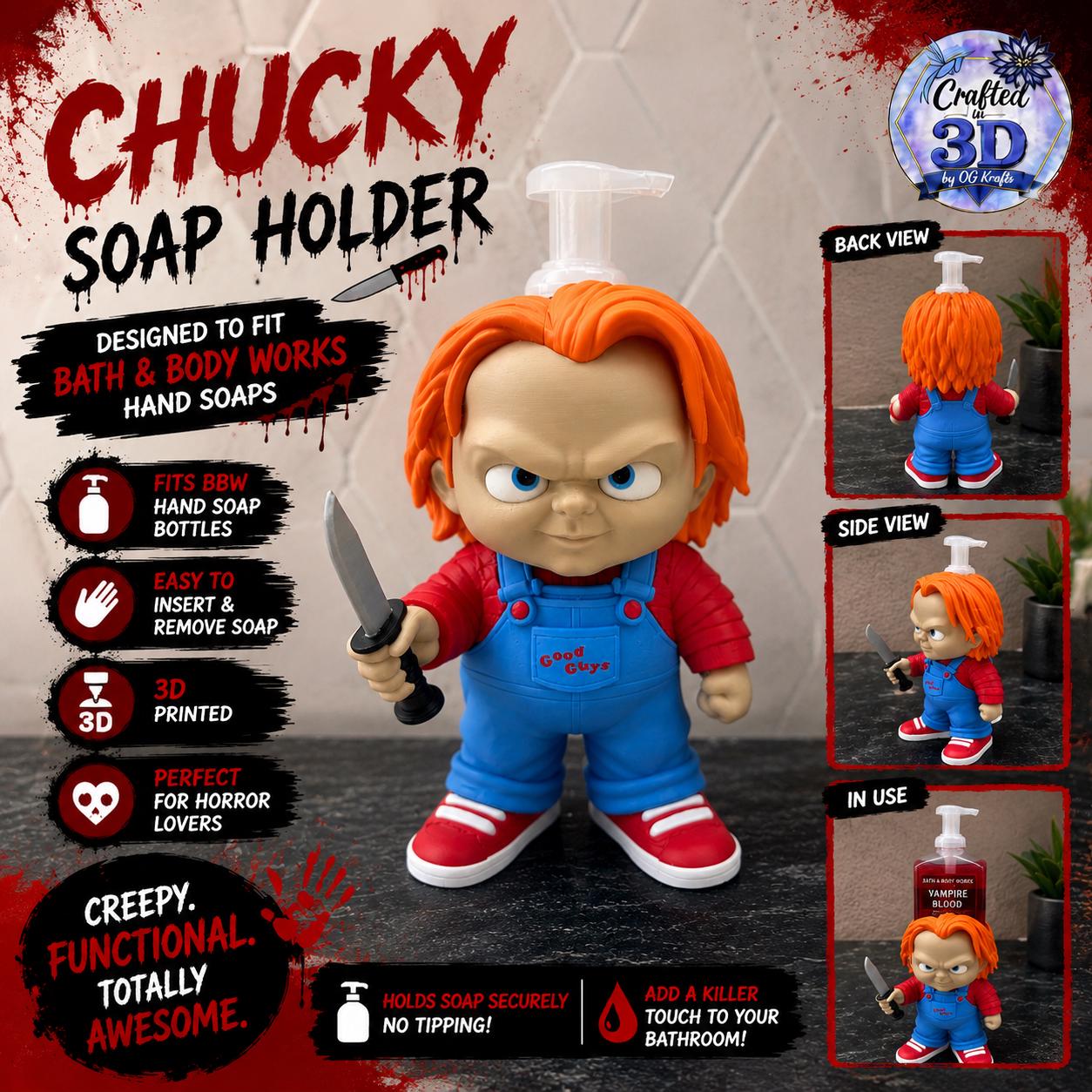 Halloween Killer Toy inspired hand soap holder Halloween Decor Bathroom Decor Toy Killer F