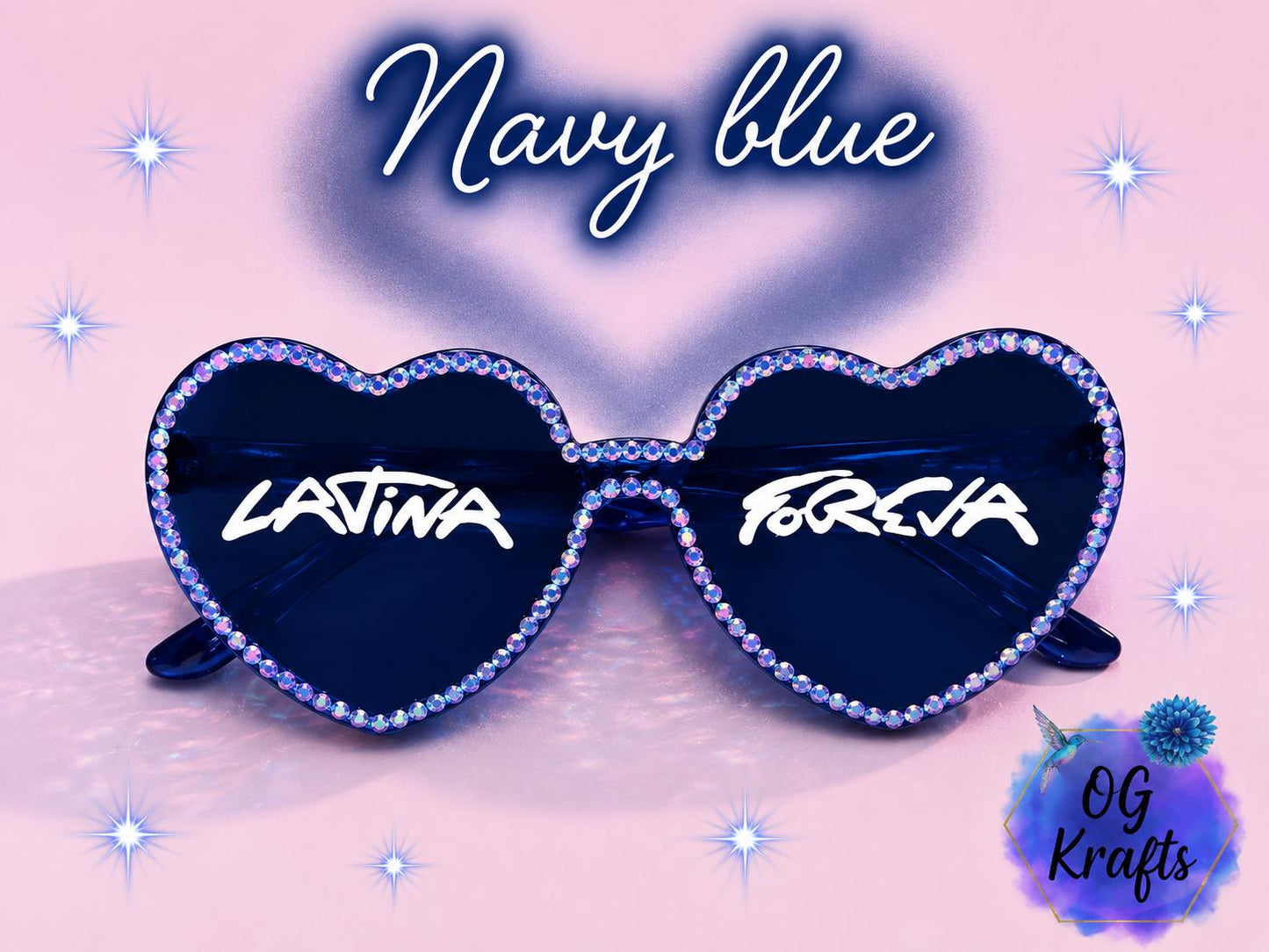 Bichota inspired Latina Foreva Heart Shaped Glasses Concert accessories Blinged Heart Sung
