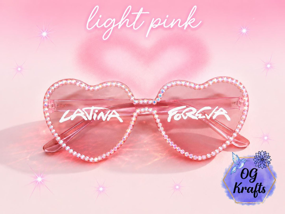 Bichota inspired Latina Foreva Heart Shaped Glasses Concert accessories Blinged Heart Sung